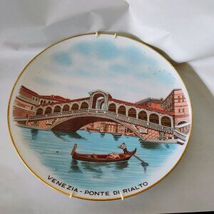 Vintage Souvenir Plate, Venice Venezia Ponte Di Rialto Eschenbach Bavaria 10.5",